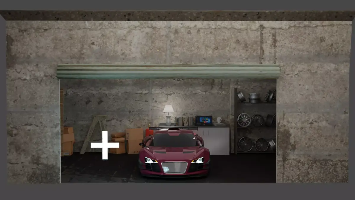 THE GARAGE AND CAR Free low-poly 3D model