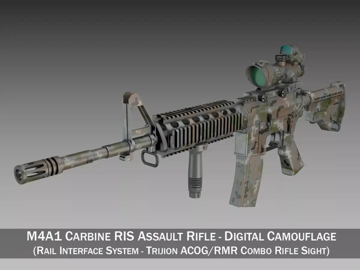 Colt M4A1 - Sopmod ACOG - Digital Camouflage 3D model