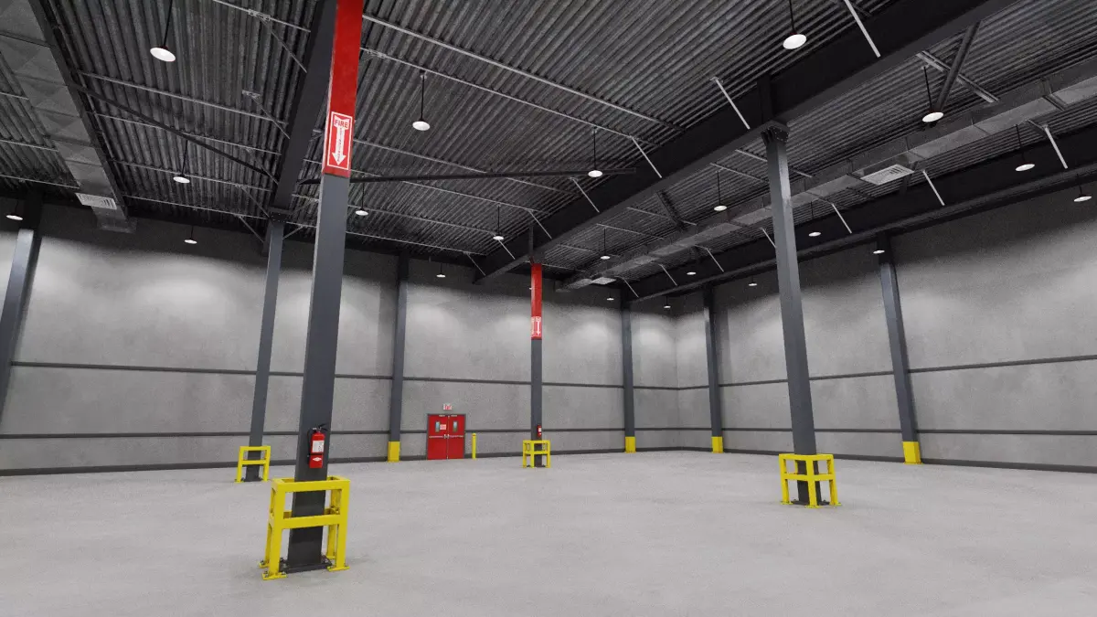 Empty Warehouse Interior Low-poly 3D model