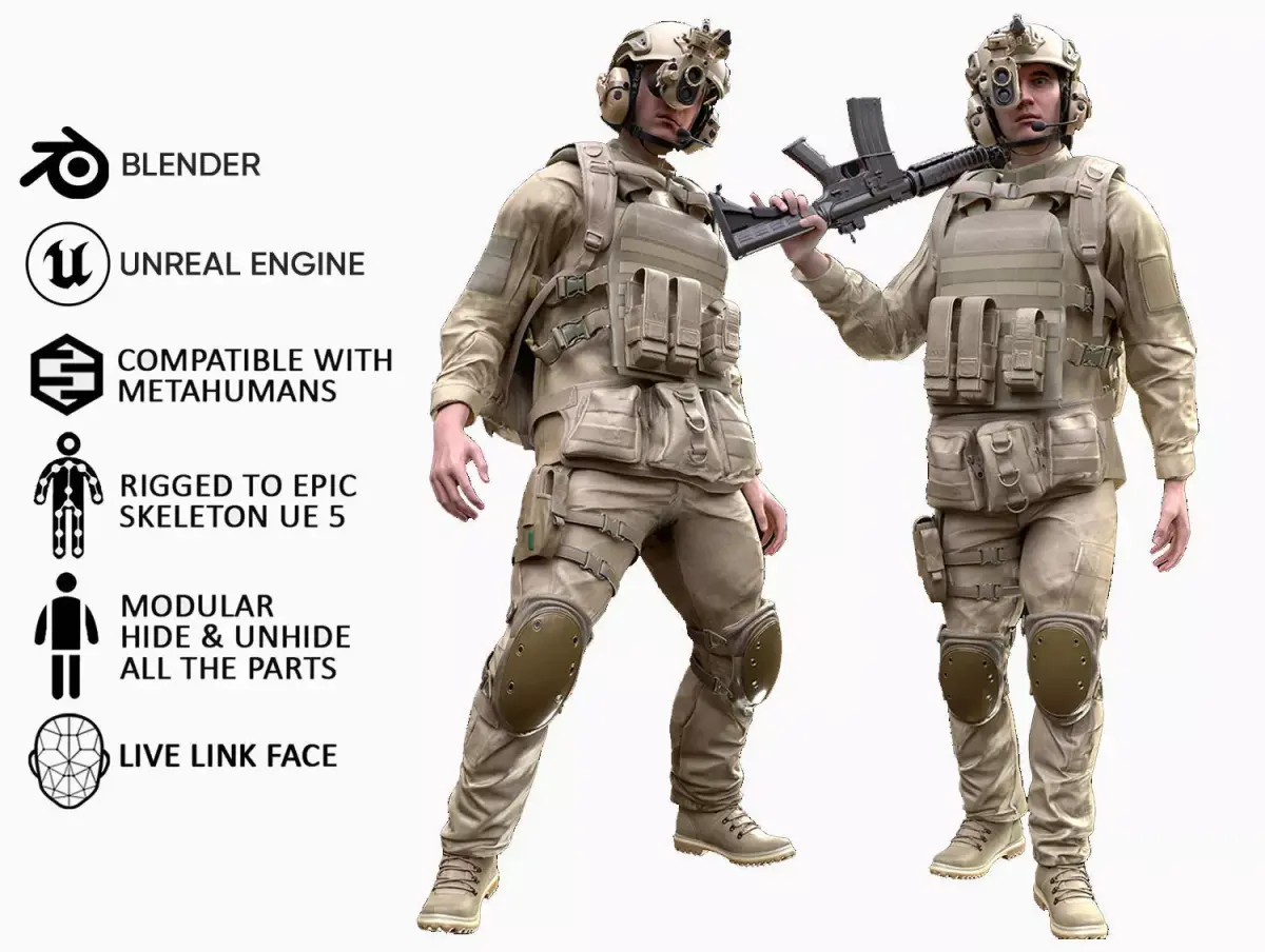 Soldier - Rigged Low-poly 3D model