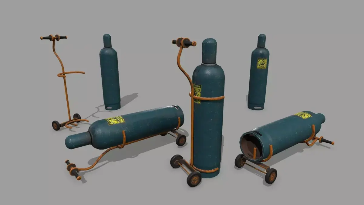 gas cylinder Low-poly 3D model 8