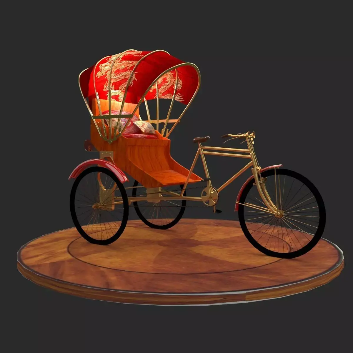 Chinese rickshaw   3D model 2