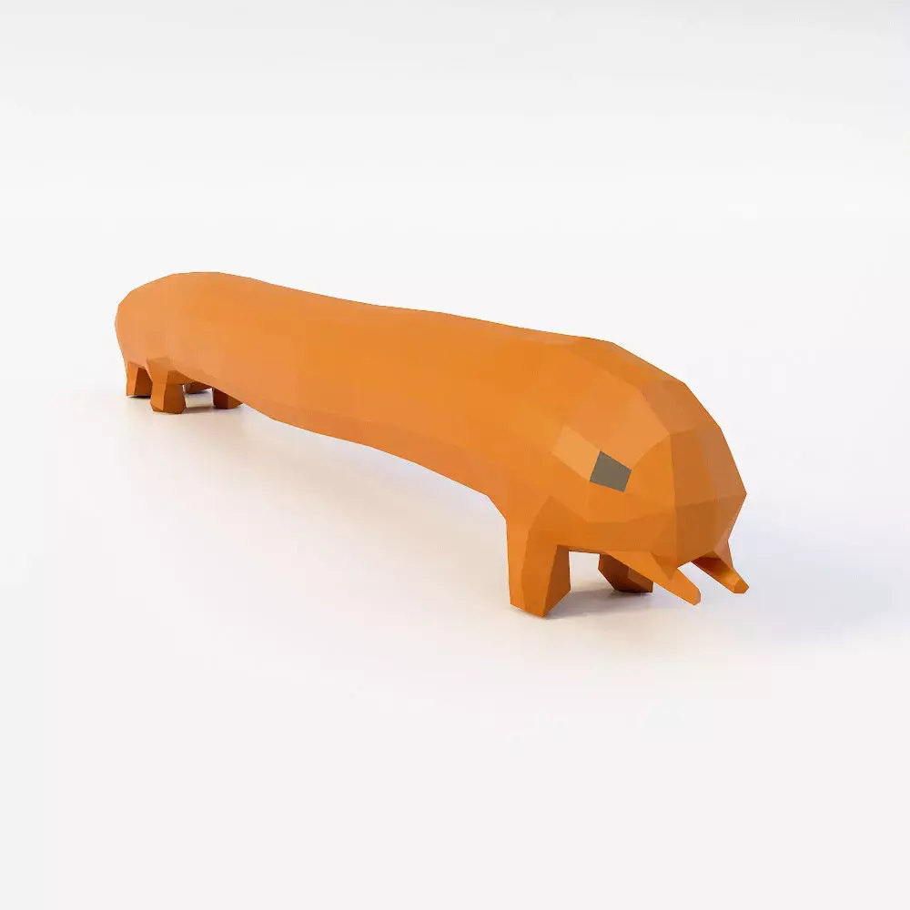 Caterpillar 3d model orange toy worm Low-poly 3D model