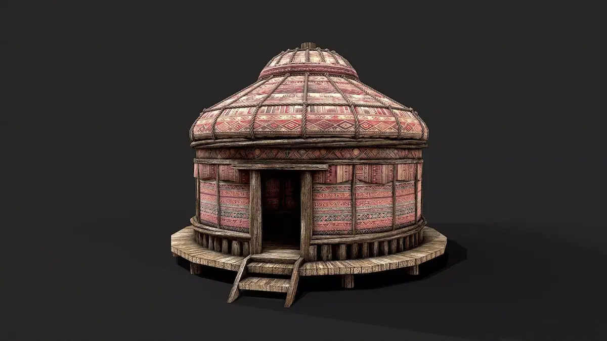 Traditional Yurt Nomads Tent with Interior 3 Low-poly 3D model