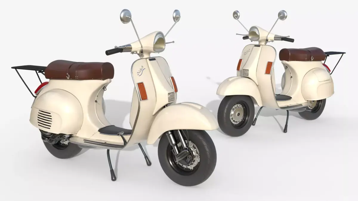 Classic Vintage Vespa Scooter - Cream  3D model