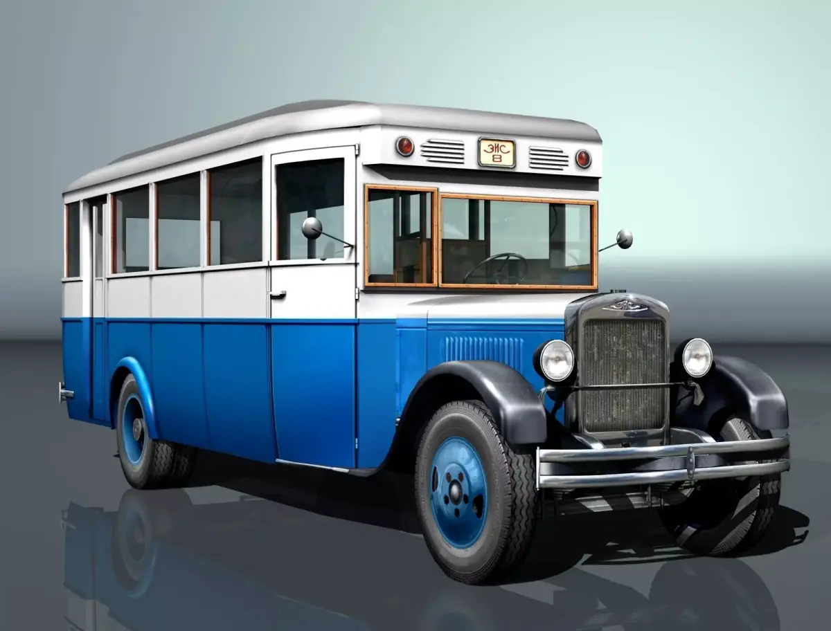 ZIS-8 city bus Low-poly 3D model