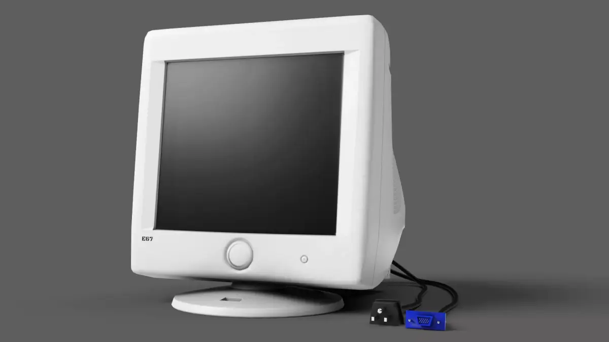 Historic Desktop PC Monitor - Lowpoly GameAsset Low-poly 3D model