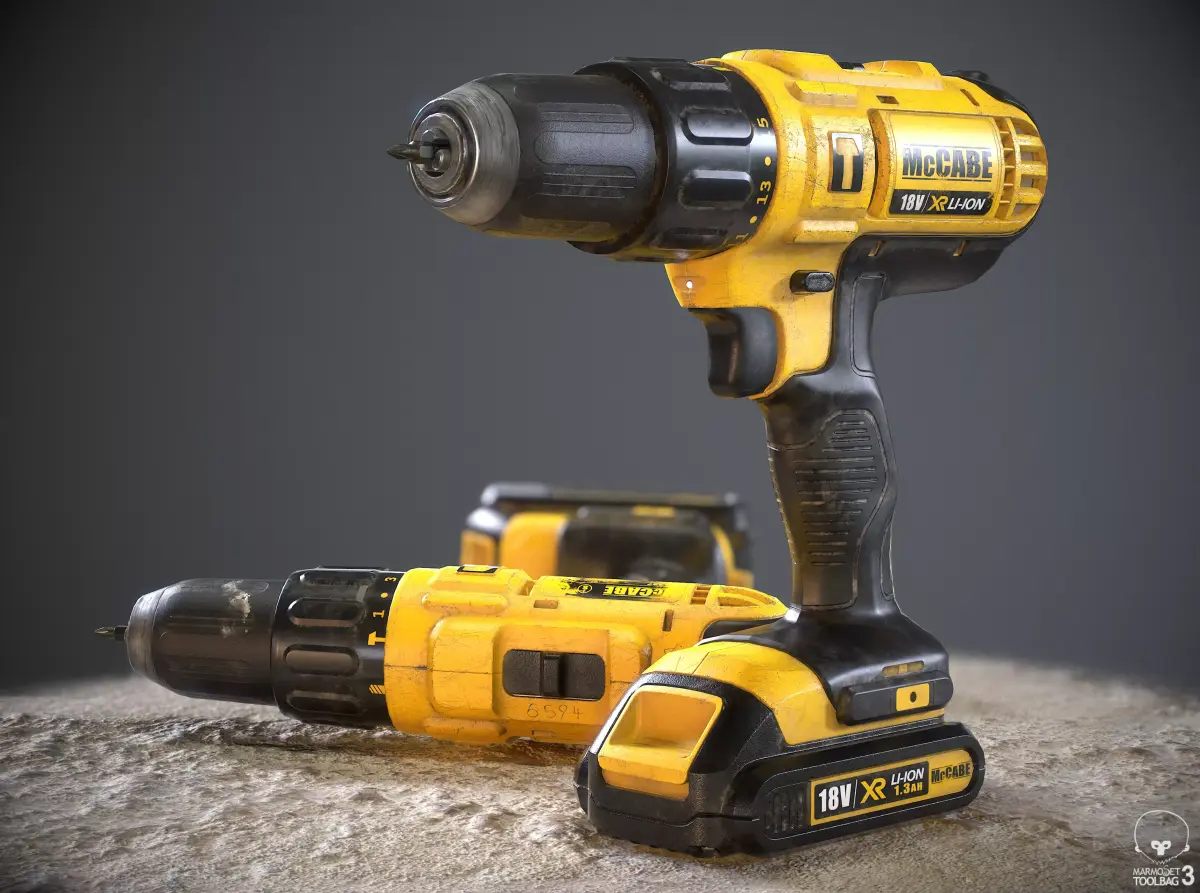 Handheld Cordless Drill Driver Low-poly 3D model