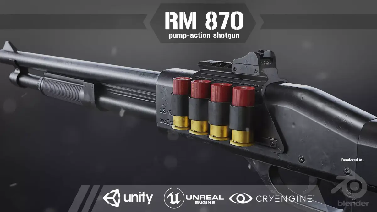 RM 870 Shotgun Low-poly 3D model