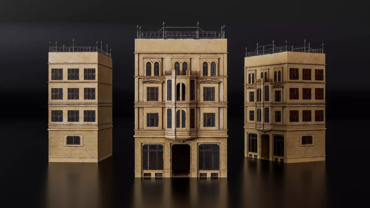Mediterranean residential building Low-poly 3D model