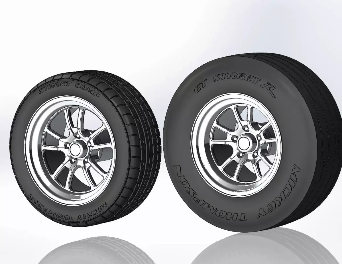 Set of wheels Weld S70 for scale model dragster 3D print model