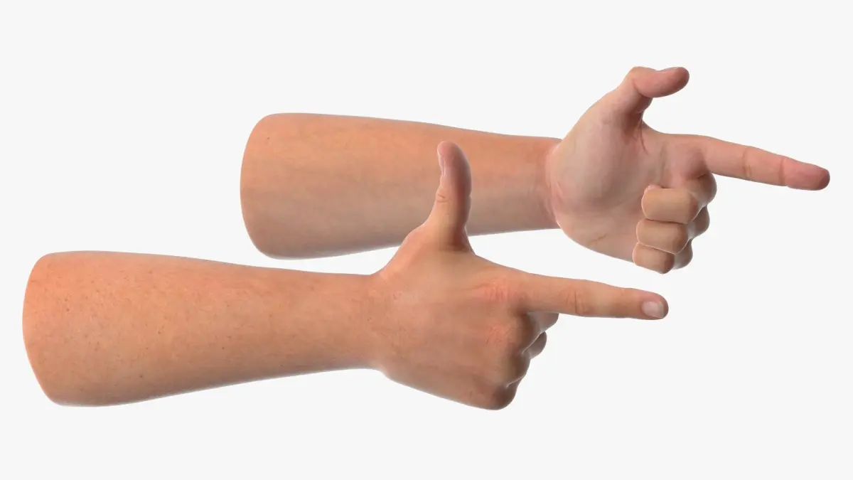 Male Hand Pair with Finger Gun Gesture 3D model