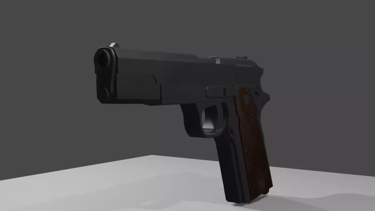Pistol M1911 WW2 High Poly 3D Model  3D model