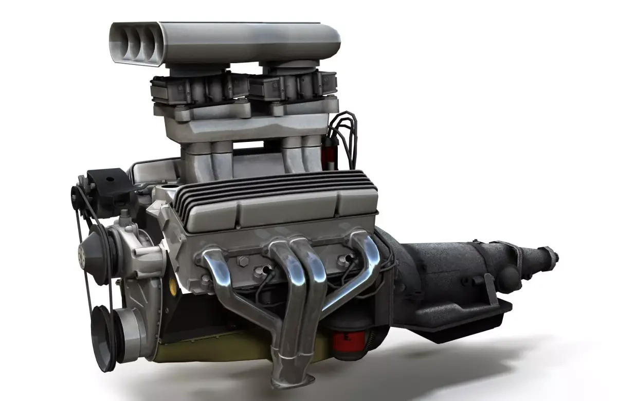 Hot Rod V8 engine Low-poly 3D model