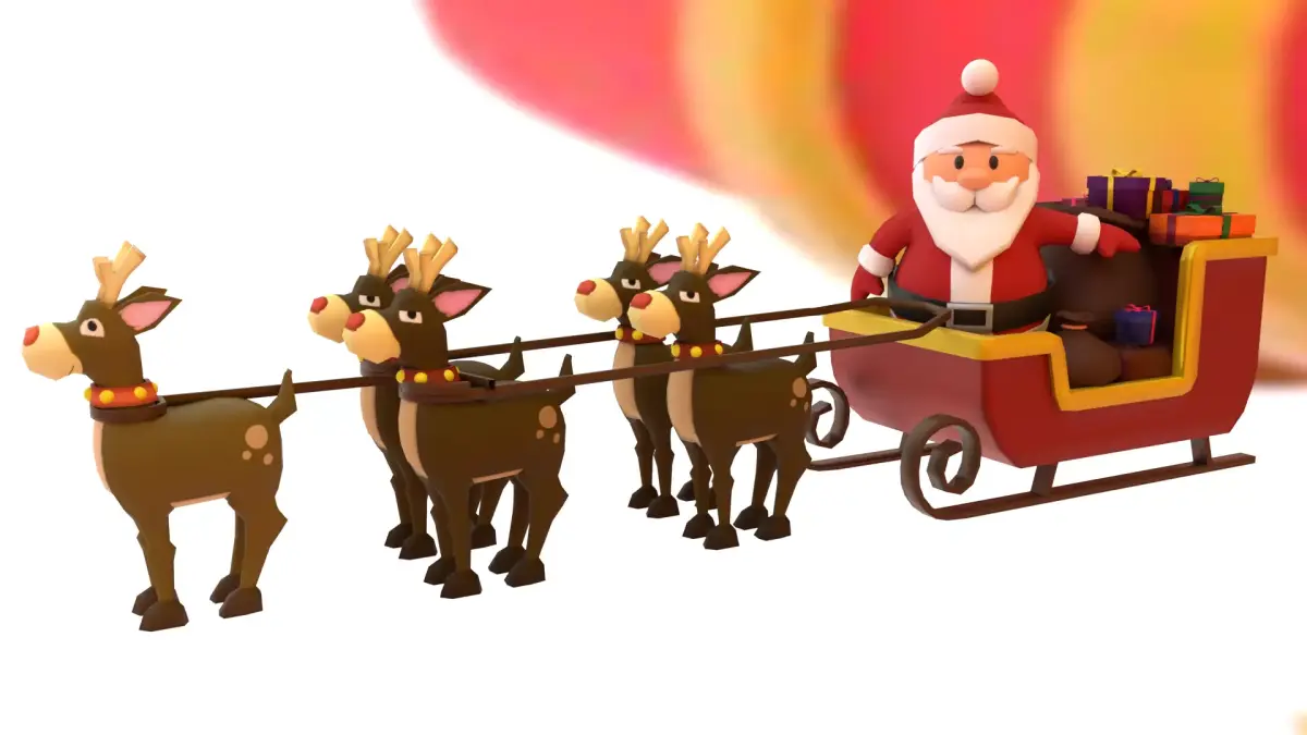 Santa Claus with sleigh Low-poly 3D model