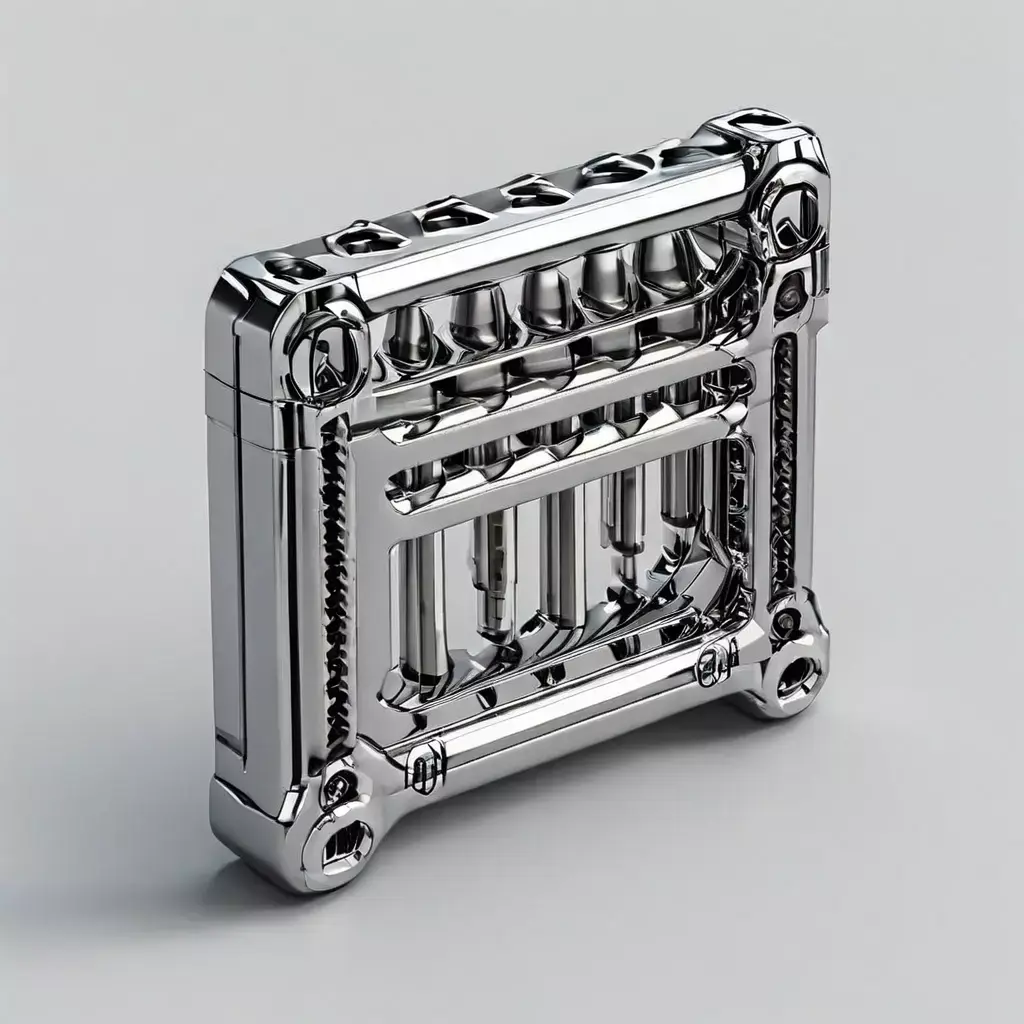 SciFi Chrome Engine Block Low-poly 3D model