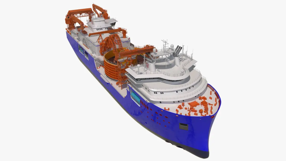 Cable Layer Vessel Blue 3D model