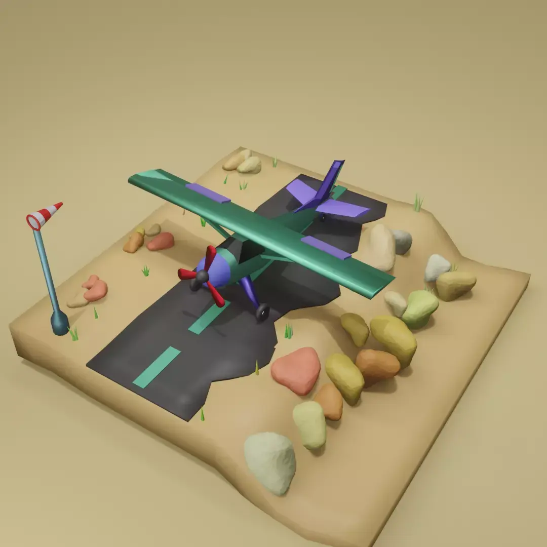 3d plane t in virtual world Free low-poly 3D model