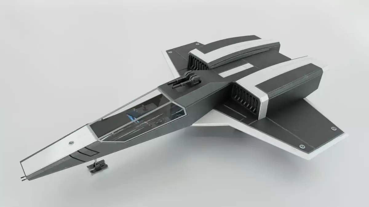 Sci Fi Fighter Jet with Interior Cockpit Low-poly 3D model