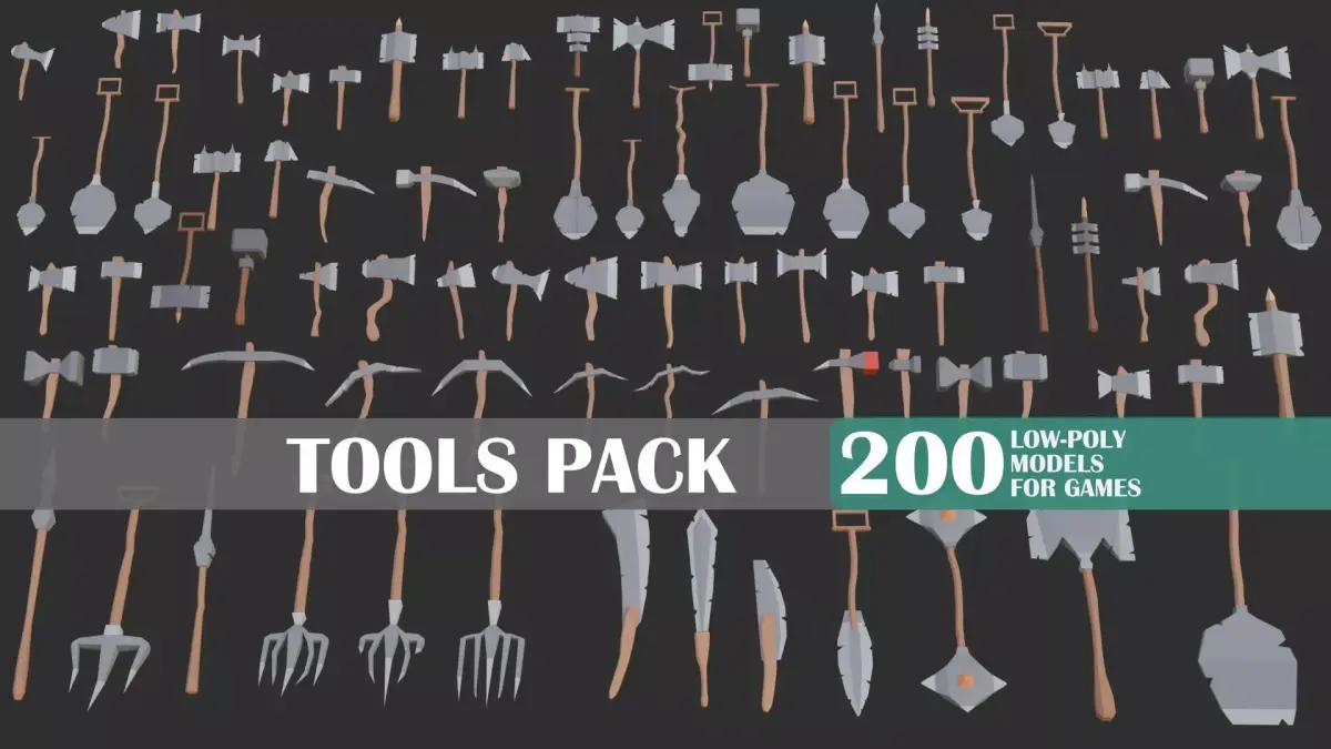 Low Poly Tools Pack  Low-poly 3D model