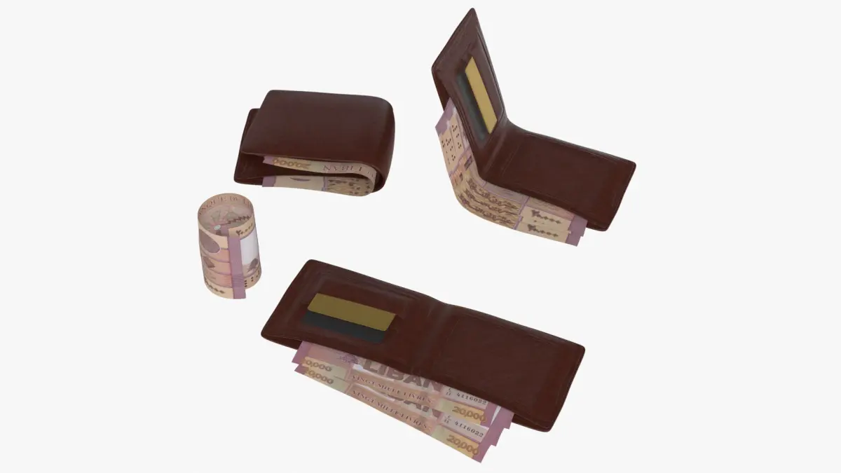 Lebanese 20000 Livres Wallet Money Purse 3D model
