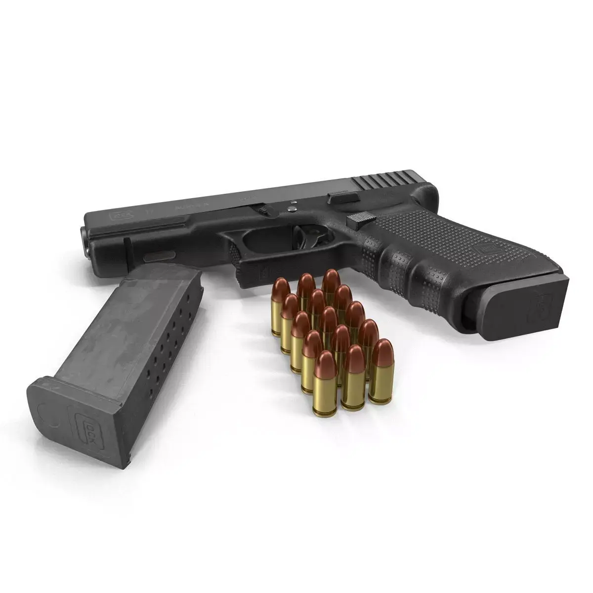 Glock 17 Semi Automatic Pistol Black 3D model