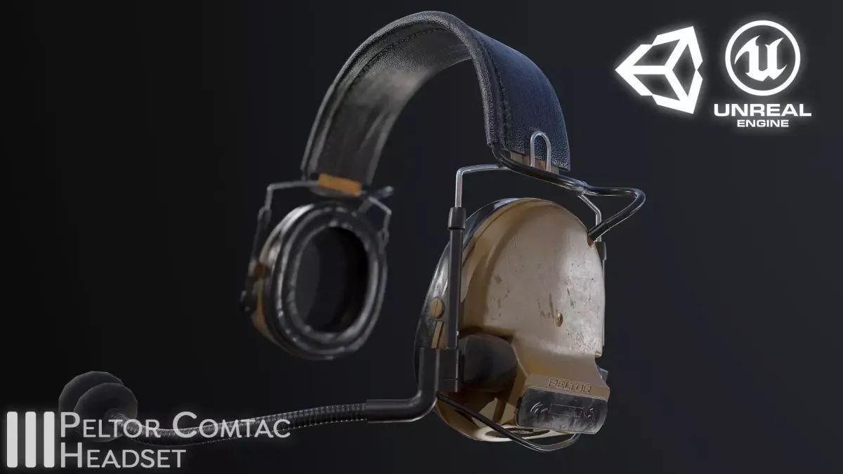 Peltor Comtac III 3 Headset - Game Ready - PBR Low-poly 3D model