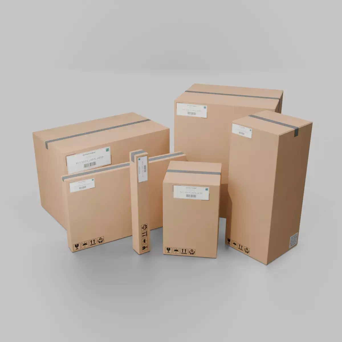Heavy-Duty and Compact Cardboard Box - Rigged and Customizable 3D Model Pack