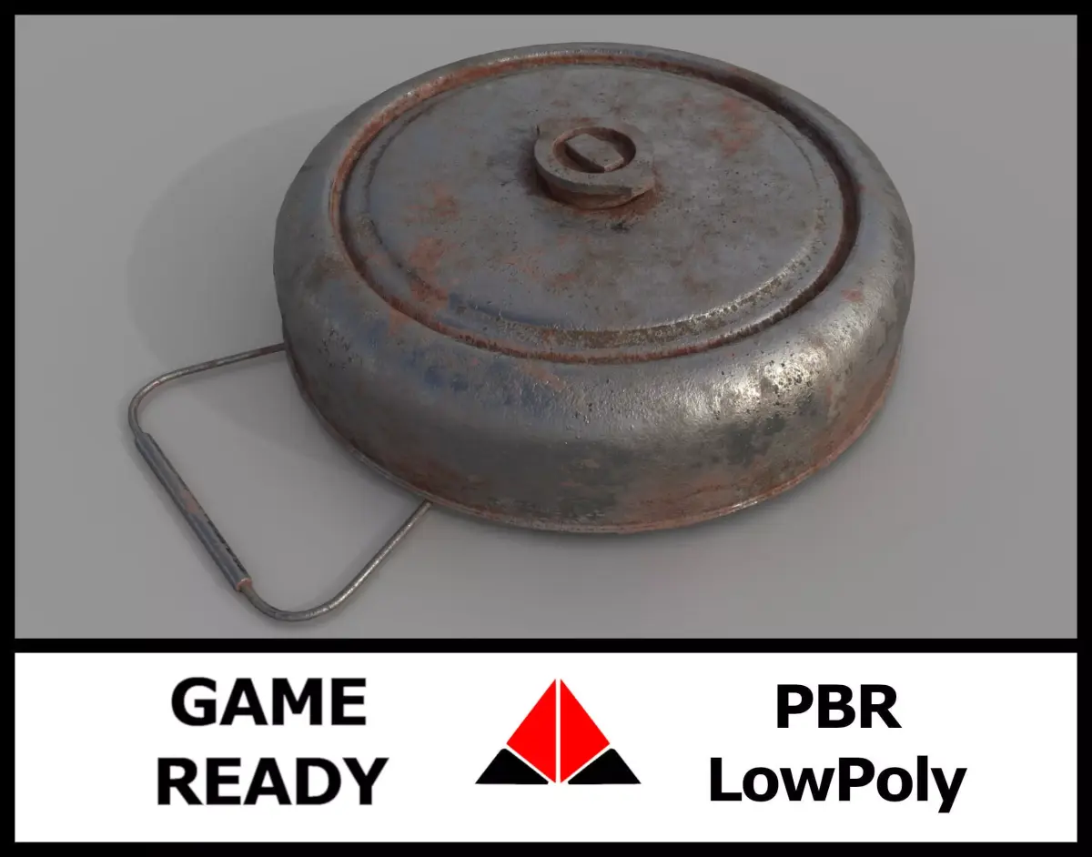 Landmine old rusty metal plate Low-poly 3D model