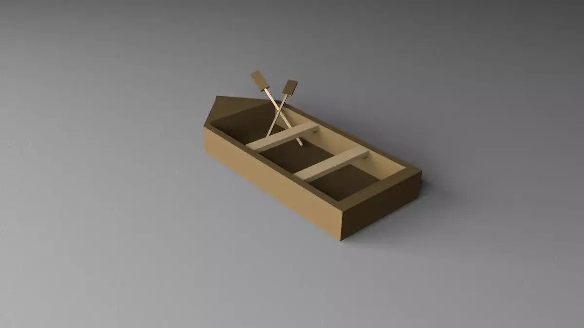 Lowpoly Boat cardboard with two paddles Free 3D model