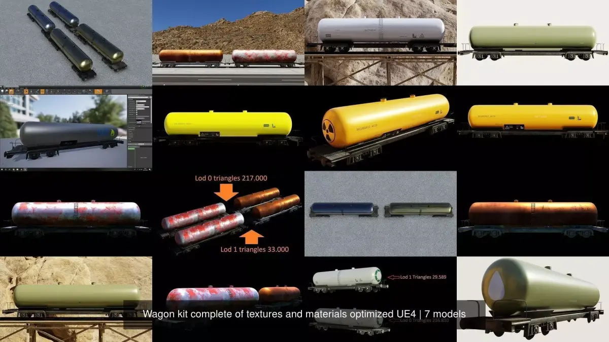 Wagon kit complete of textures and materials optimized UE4 3D Model Pack