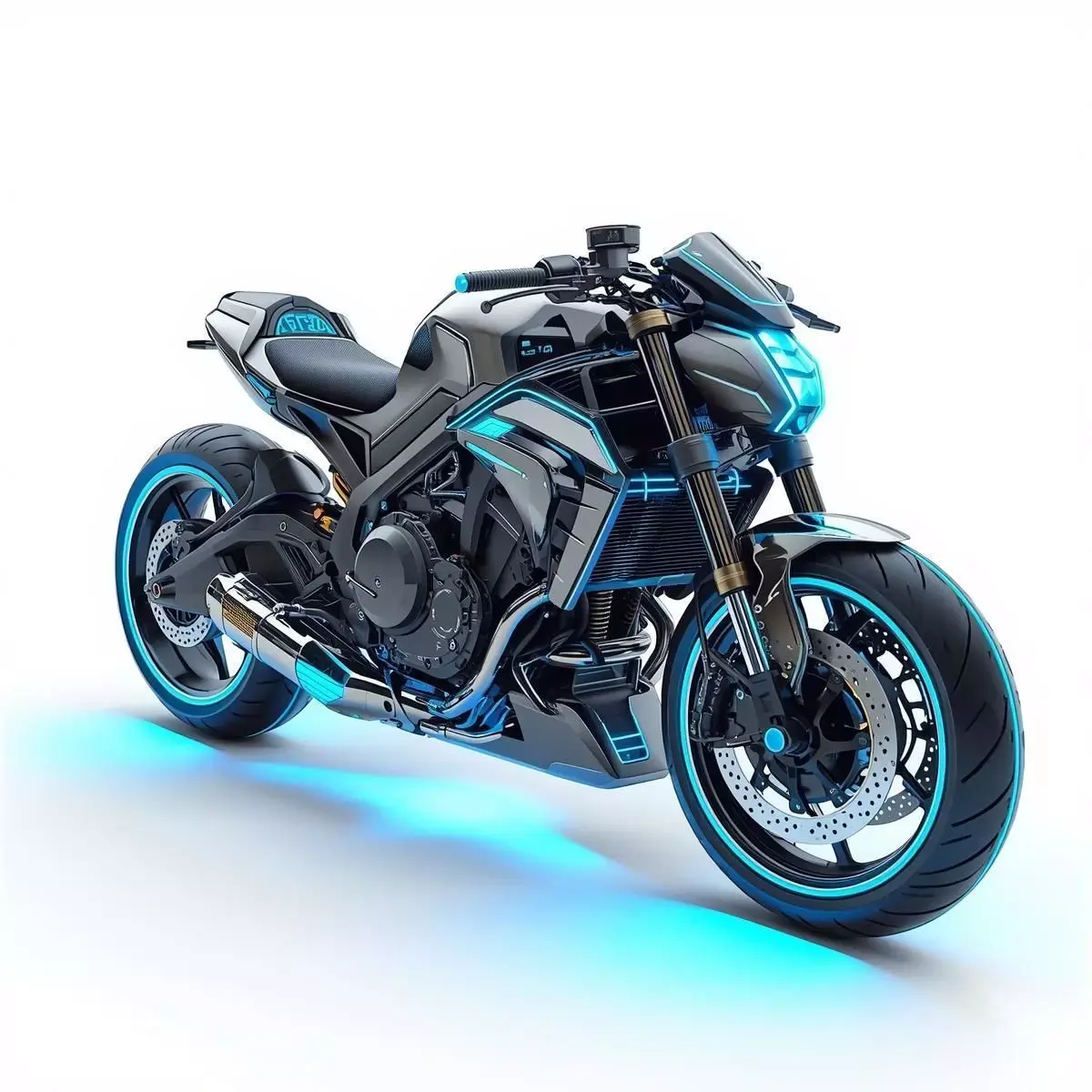 Neon Electric Motorcycle 3D Model Futuristic Street Fighter Low-poly 3D model