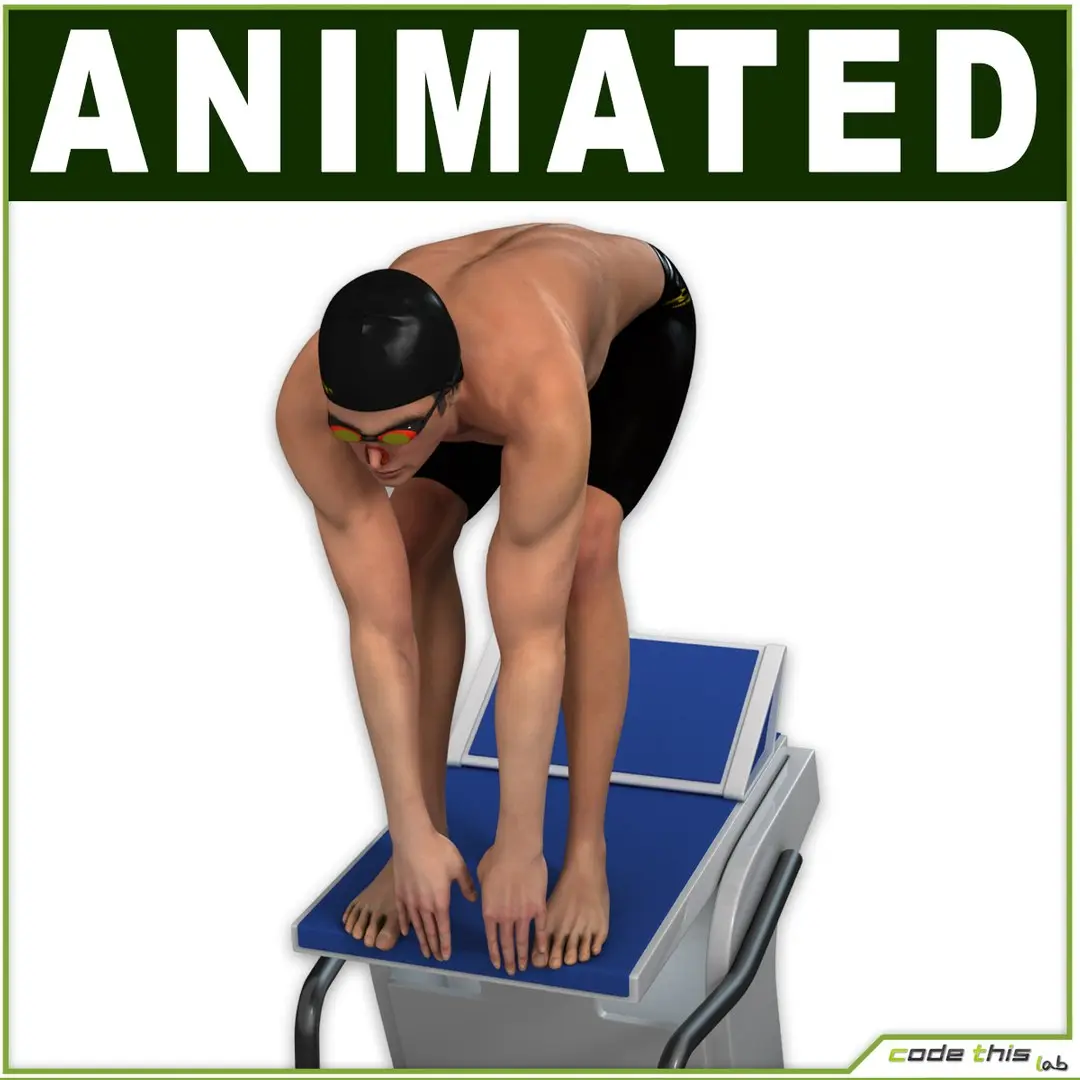 White Male Swimmer CG 3D model