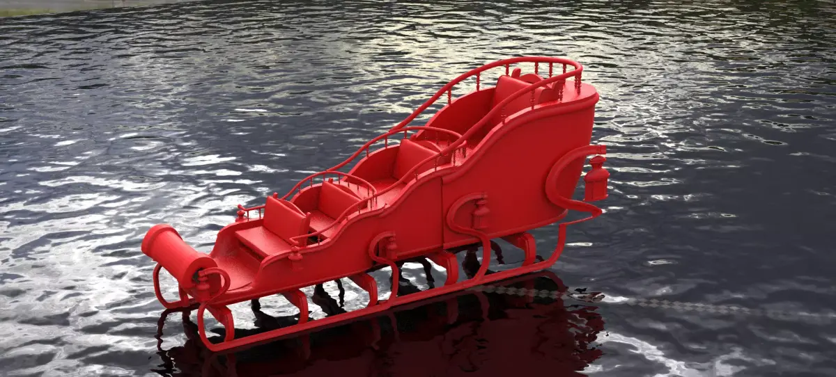 Snow sleigh of Santa Claus mid size 3D model