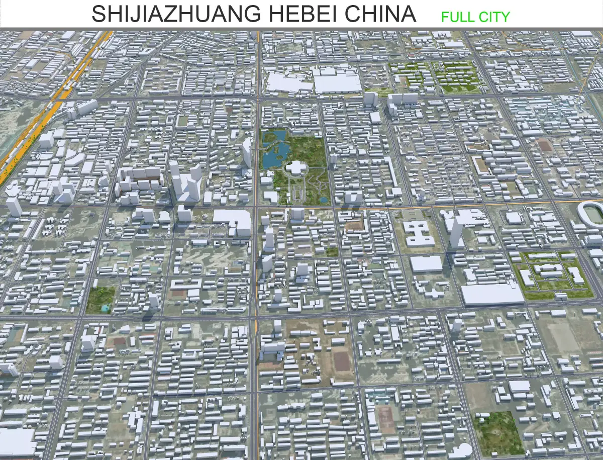 Shijiazhuang Hebei China 70km AI Low-poly 3D model