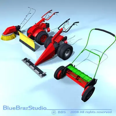 mower collection four lawn mowers and snow blower 3D model