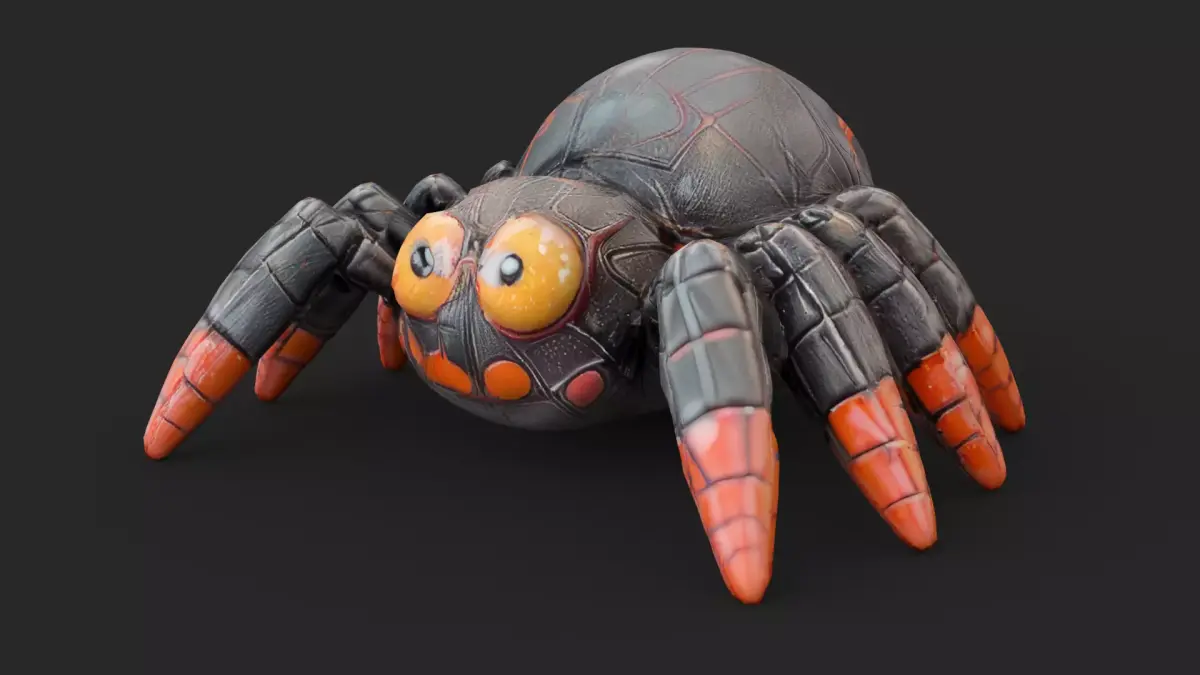 Tarantula Cartoon Low-poly 3D model