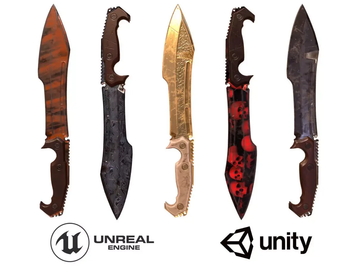 Combat Knife Low-poly 3D model 13