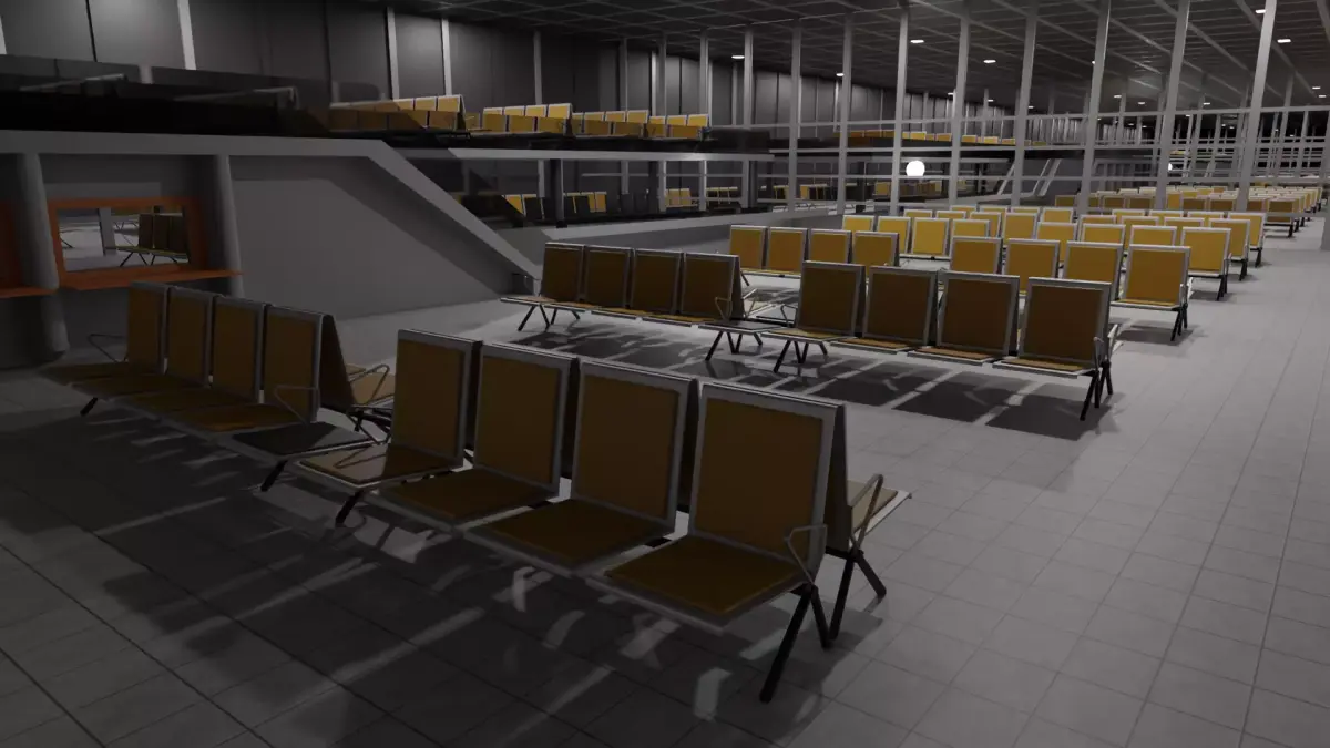 Airport Interior Low-poly 3D model 3