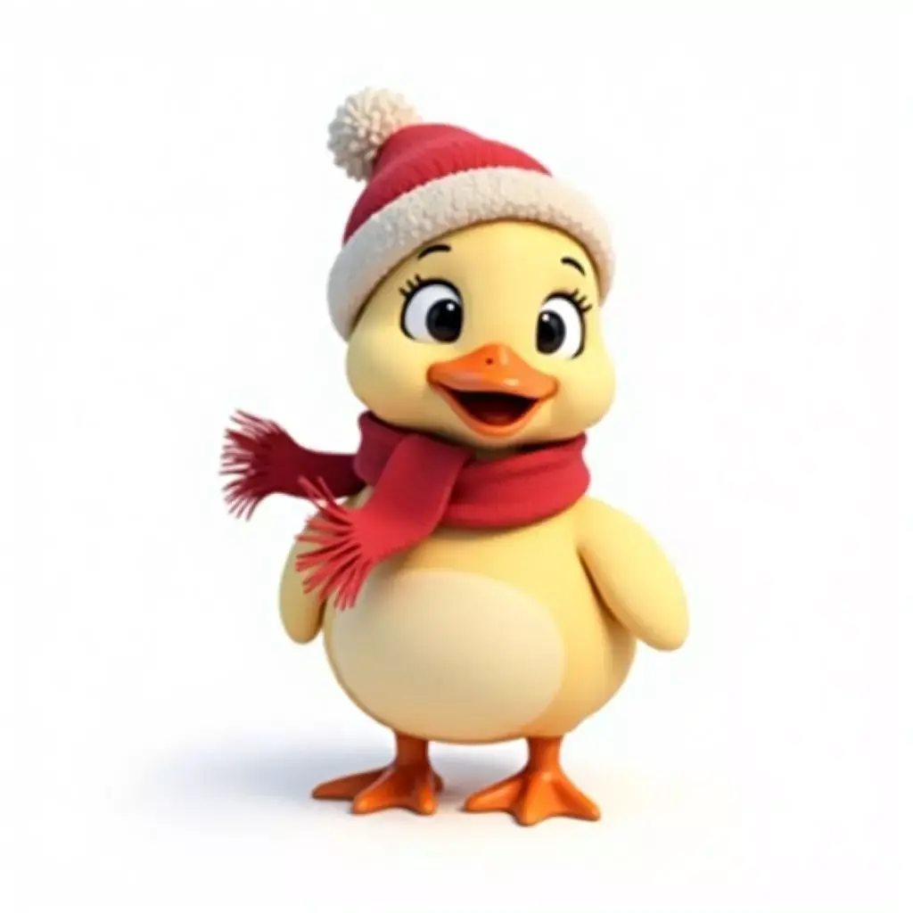 Cartoon Duckling Winter Wear 3D Model Cozy Character Low-poly 3D model