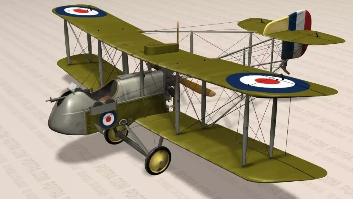 De Havilland DH 2 Fighter Aircraft - WWI - 1916 - Lt DH Geary -  3D model