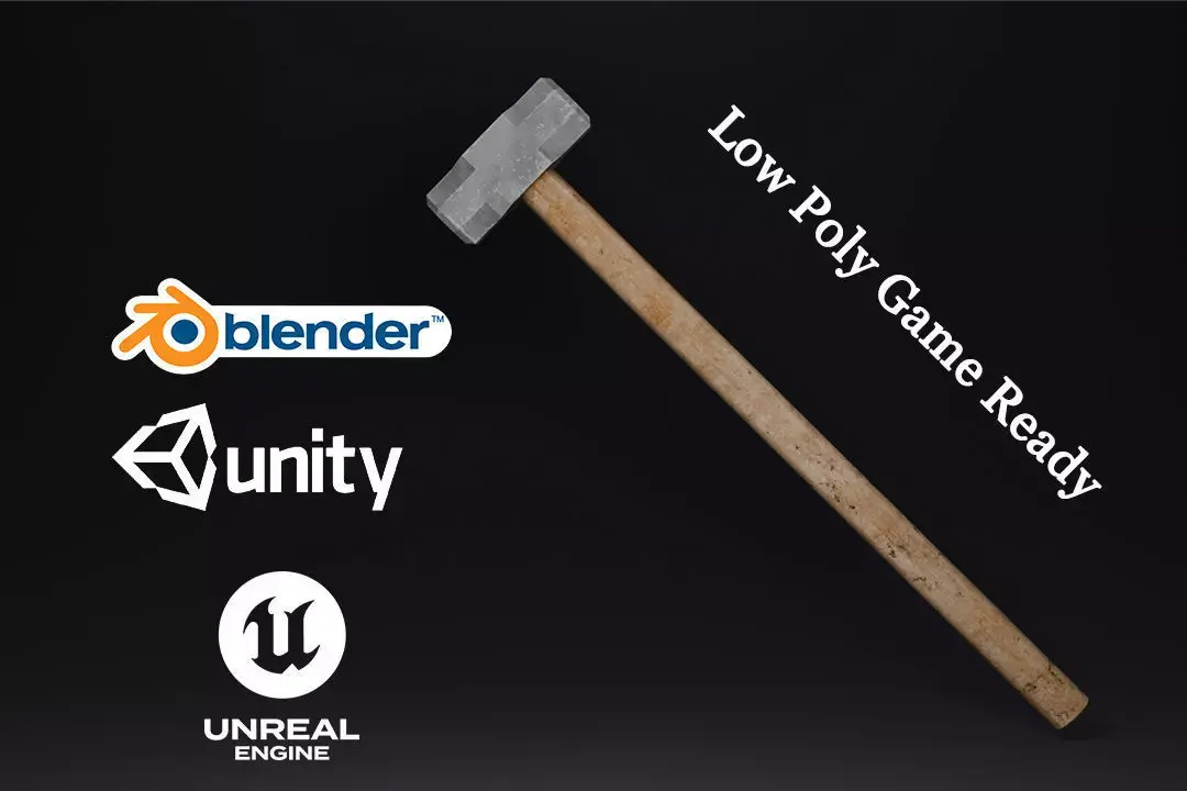 Low Poly Sledgehammer  Game Ready 3D Weapon Model Low-poly 3D model