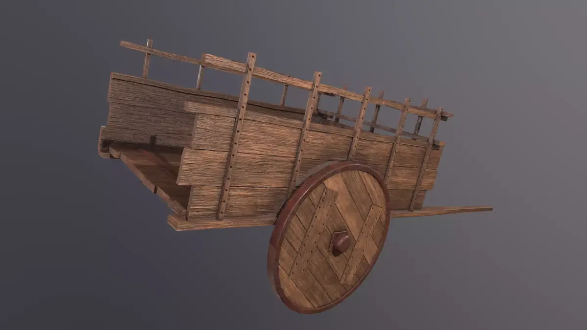 Old Wooden Cart 3D Model Low-poly 3D model