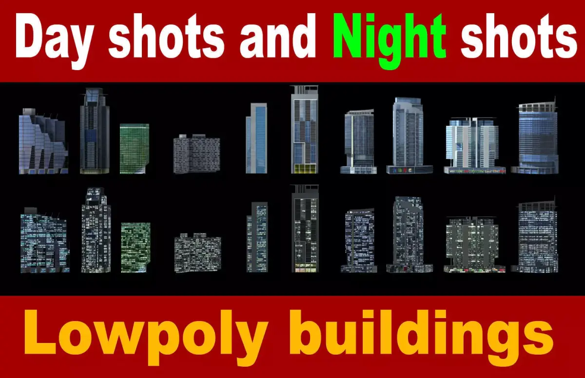lowpoly buildings set1  Low-poly 3D model