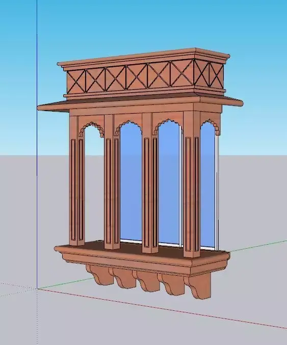 indian jodhpuri stone jharokha Low-poly 3D model
