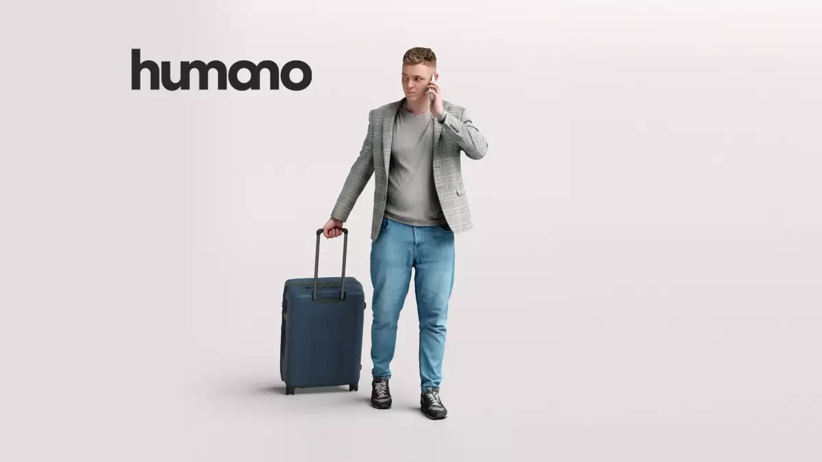 Humano Traveling Man with suitcase 2206-1 3D model