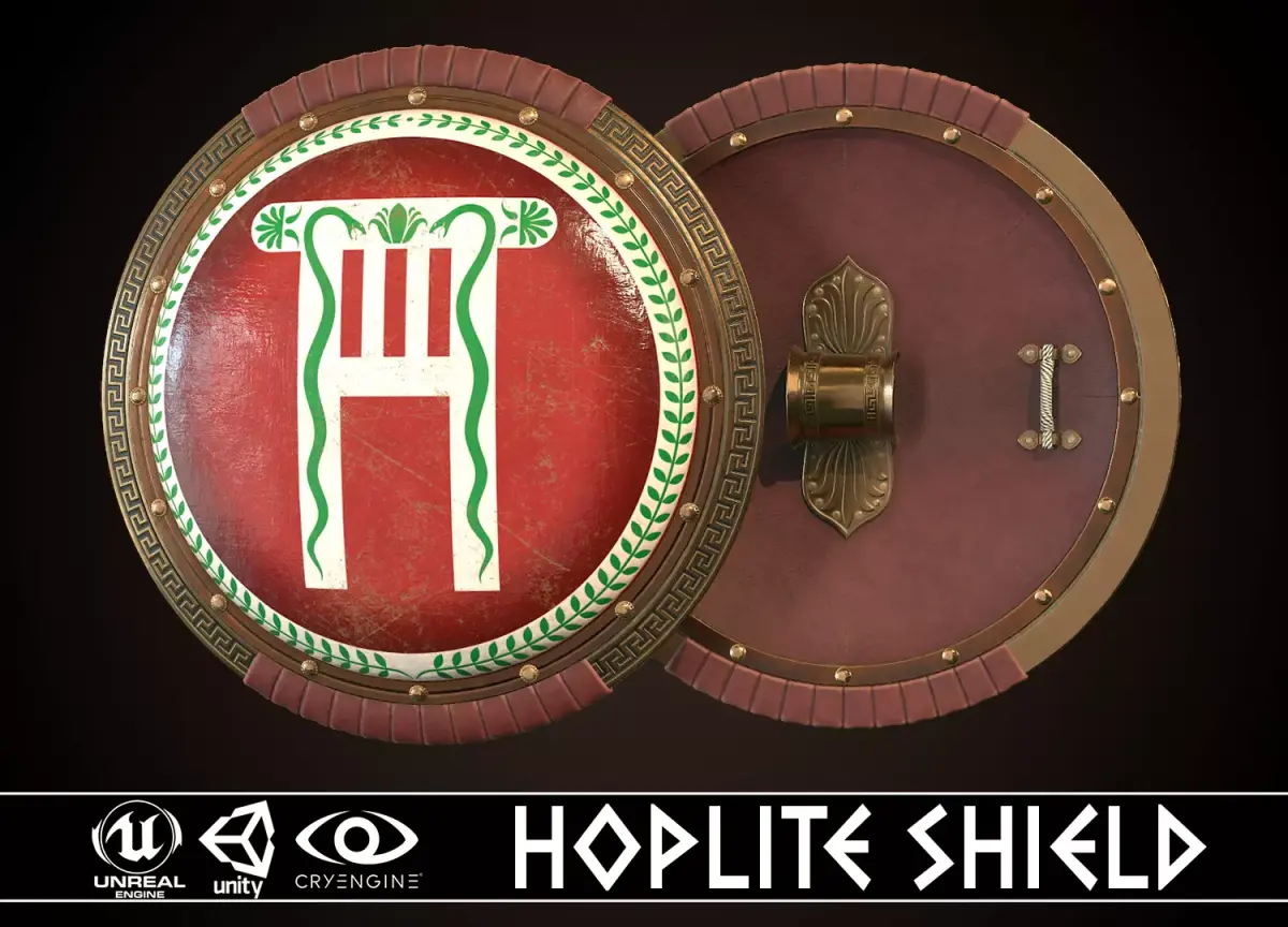 Hoplite Shield Pillar Low-poly 3D model