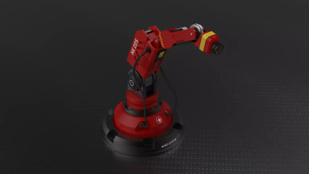 Robotic Arm Industrial Low-poly 3D model