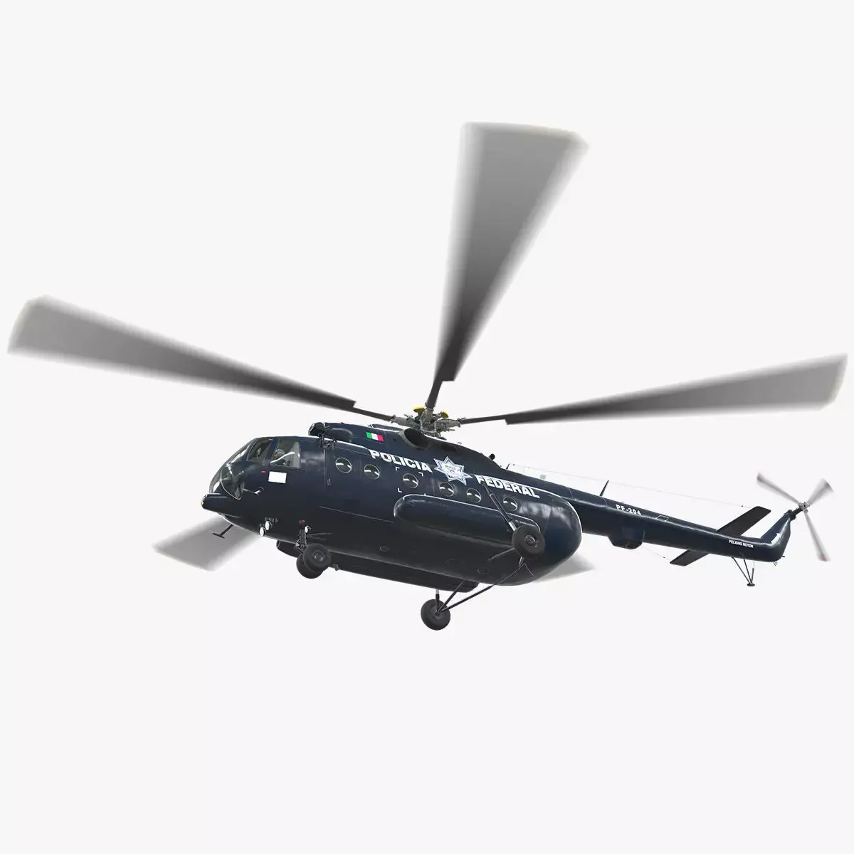 Mi-17 Mexican Police Animated Low-poly 3D model