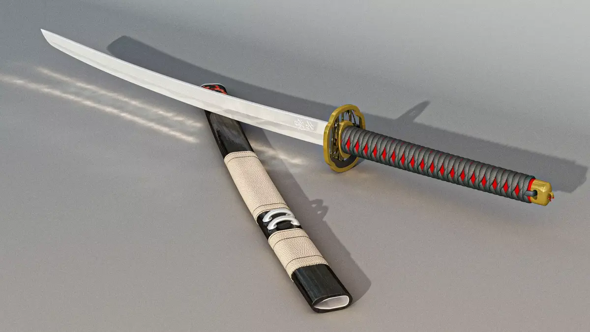 Katana Samurai Sword Low-poly 3D model 16